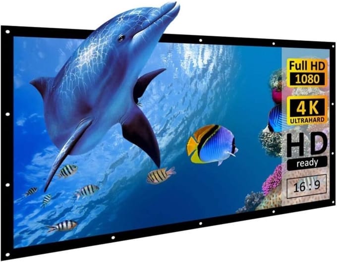 Projectorscherm Opvouwbaar - Draagbaar Scherm - Thuisbioscoop Films - 170 Graden Kijkhoek - 84 Inch 16:9 - Wit