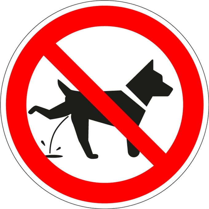 Verboden te plassen voor honden sticker 300 mm