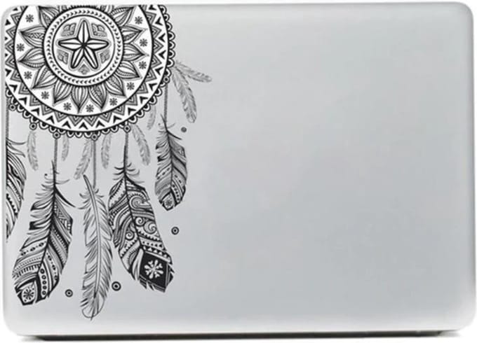 Dream Catcher Sticker - Laptop - Design - 25 x 17 cm - Zwart