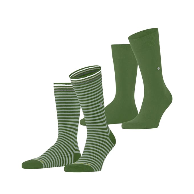 Burlington Everyday Stripe- Mixed 2-Pack gedessineerd katoen multipack sokken heren groen - maat 40-46
