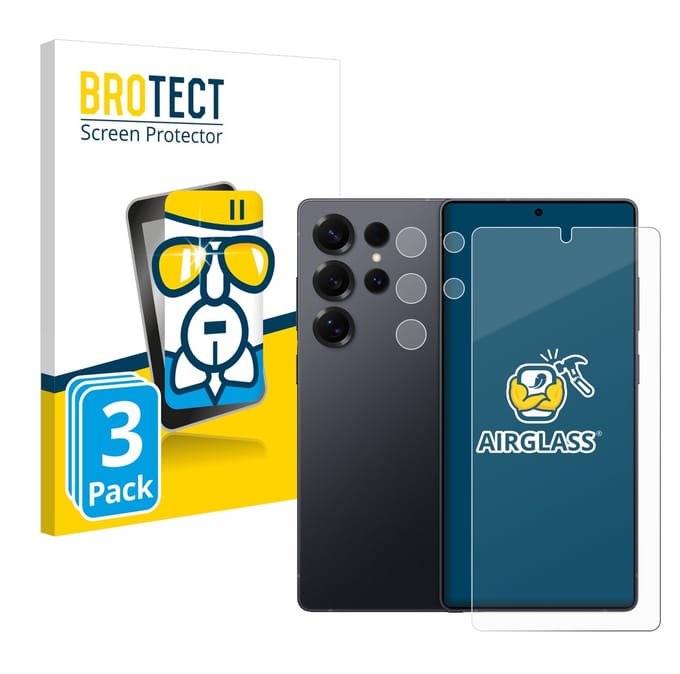 Screenprotector 3 Stuks voor Samsung Galaxy S25 Ultra Enterprise Edition (Voor+Camera) Beschermglas transparant