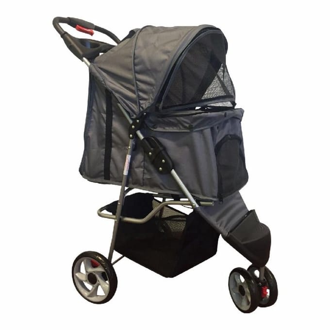 TOPMAST HONDENBUGGY MODERN ANTRACIET GRIJS + 3 WIELEN