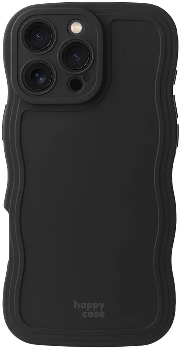 HappyCase Wavy | Hoesje Geschikt voor Apple iPhone 16 Pro Max | TPU Back Cover | Zwart