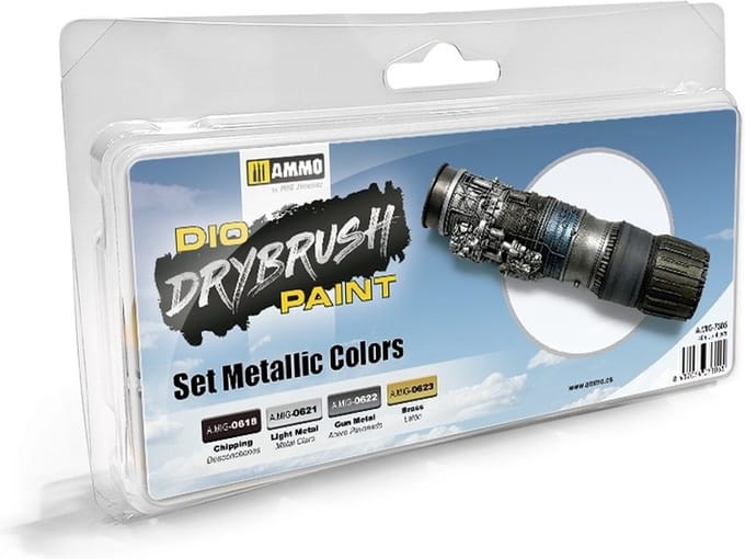 AMMO by Mig Jimenez Hobbyverf - MIG 7305 Drybrush Set - Metallic Colors Verf set - 4x 40 ml