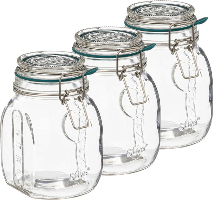 5Five Weckpot/inmaakpot Jarro - 6x - 750 ml - glas - beugelsluiting - D12 x H16 cm