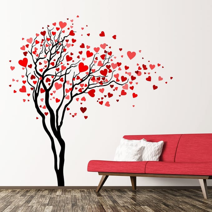 Muurstickers - Hartenboom - Transparante achtergrond - 90x105cm