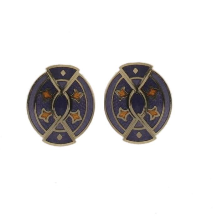 Behave - Oorknopjes dames - paars en bruin - 3 cm