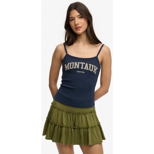 Superdry Athletic Essentials Cami Top met Grafische Print Blauw Grootte: 42