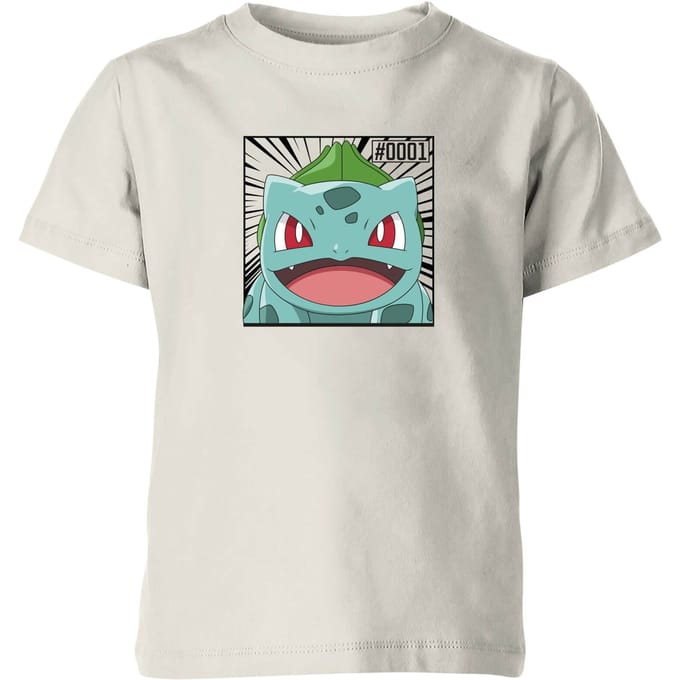 Pokémon Pokédex Bulbasaur #0001 Kids' T-Shirt - Cream - 122/128 (7-8 jaar)