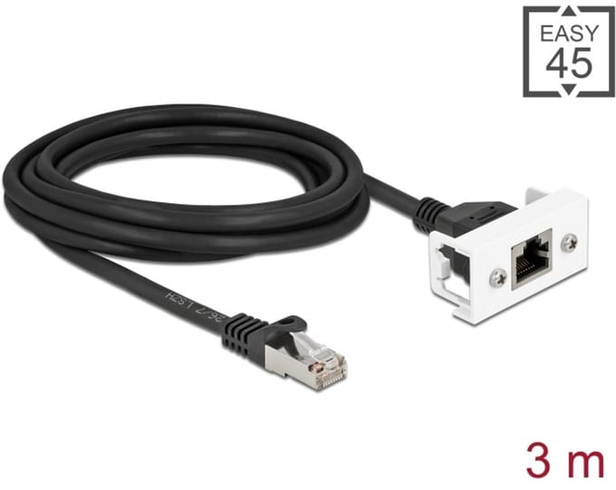Delock Network Extension Cable for Easy 45 Module S/FTP RJ45 plug to RJ45 jack Cat.6A 3 m black