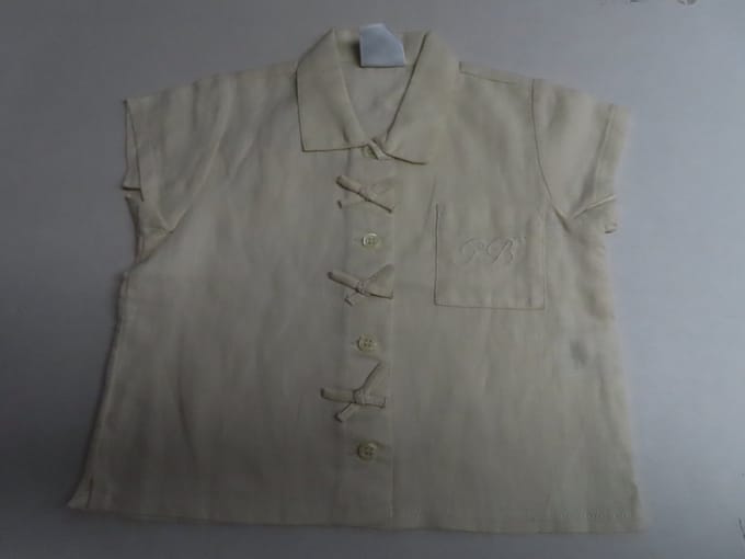 Petit Bateau - Blouse - - Meisje - ecru - Effen - Strikjes - 2 jaar 86