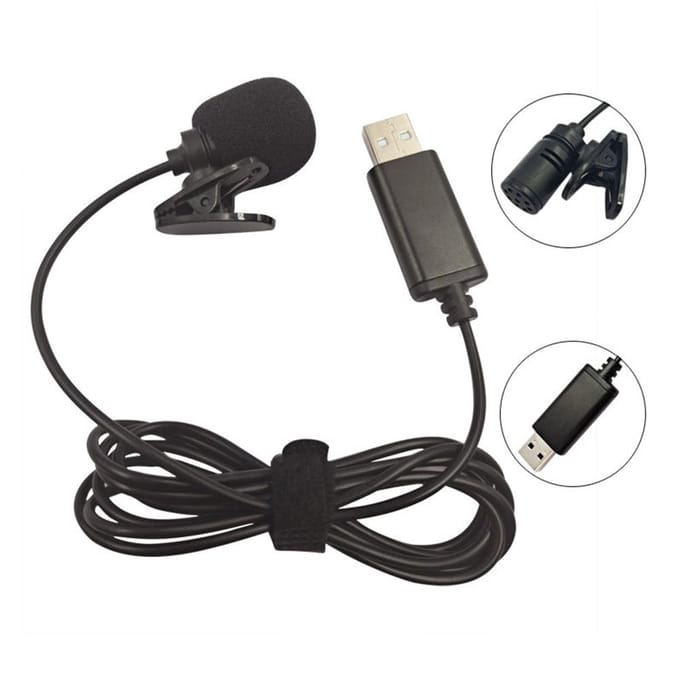 USB Lavalier Revers Condensator Microfoon Omnidirectioneel Bedrade Clip-on Microfoon Handsfree Plug & Play zwart