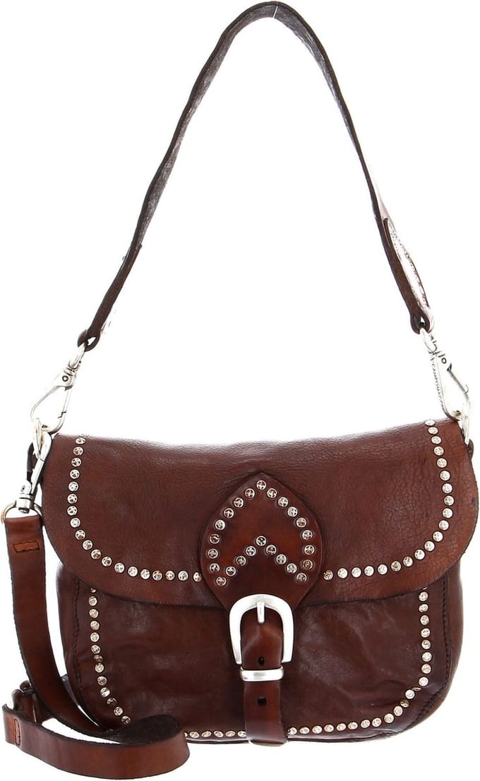 CAMPOMAGGI Leren Schoudertas Horizontal Shoulder Bag Cognac Bruine