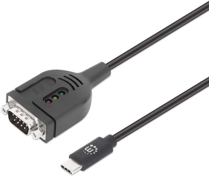 Manhattan Adapterkabel Serieel [1x USB-C stekker - 1x Serieel 9-polig] 100 cm Zwart