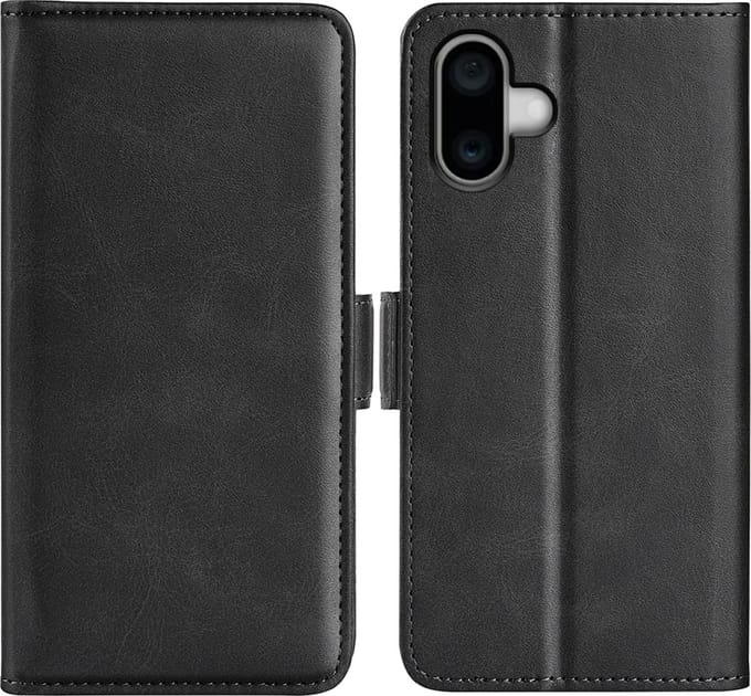MobyDefend Hoesje - Geschikt voor iPhone 16 - Luxe Wallet Book Case (Sluiting Zijkant) - Zwart