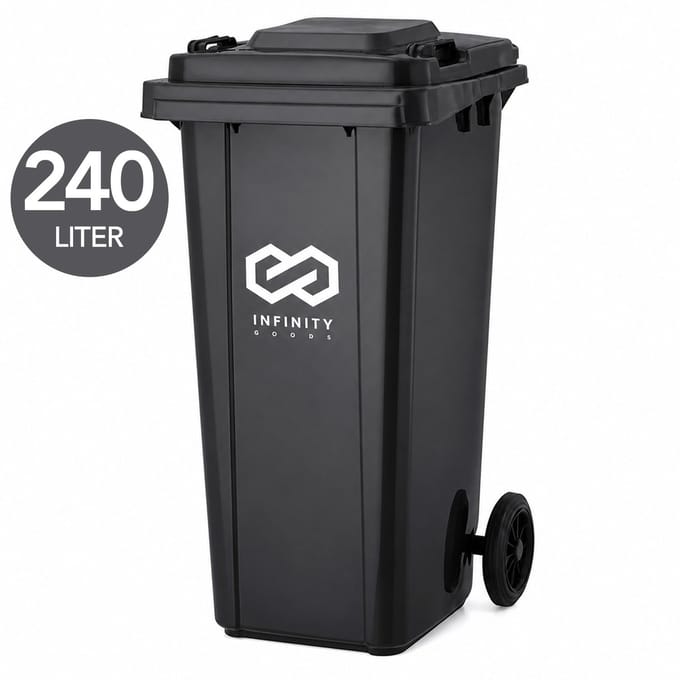 Infinity Goods Kliko 240L - Afvalcontainer - Rolcontainer - Kunststof Mini Container - Met Wielen - Grijs