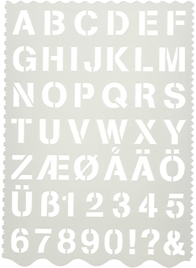 Sjabloon, letters en cijfers, H: 25 mm, vel 21x29 cm, 1 stuk