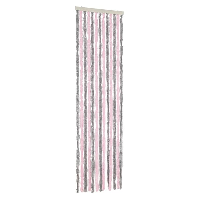 vidaXL - Vliegengordijn - 56x200 - cm - chenille - zilvergrijs - en - roze