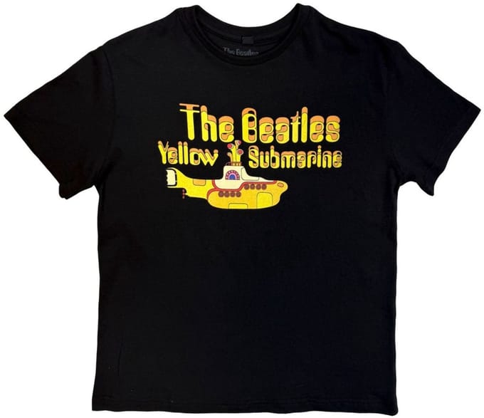 The Beatles - Logo & Sub Kinder Tshirt - Kids tm 6 jaar - Zwart/Geel