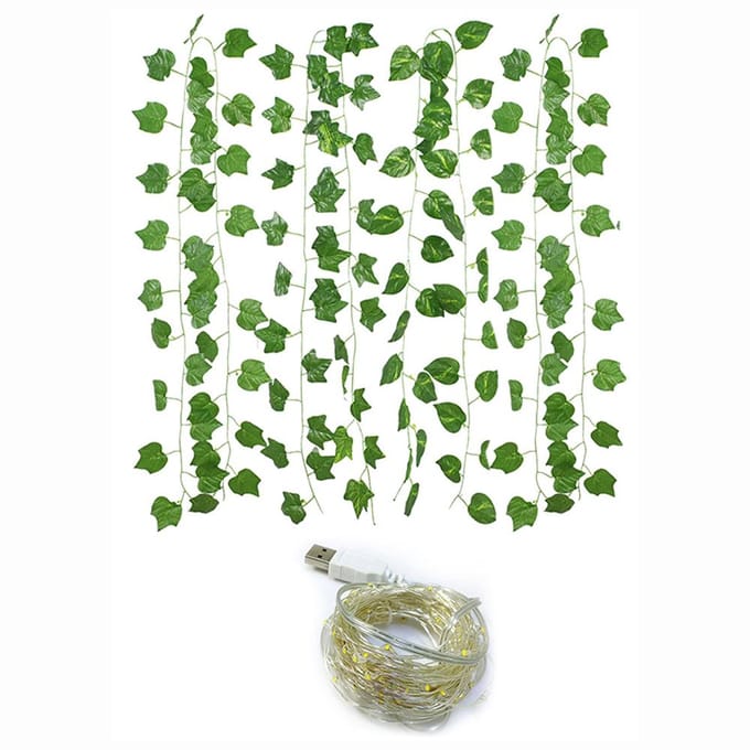Groen blad rotan kunstmatige klimopslinger nepbladplanten wijnstokslinger lichtslinger 2 meter 20 groen