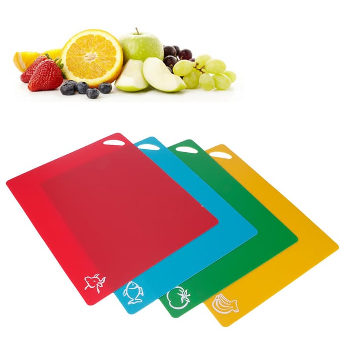 4 stuks PP Flexibele Keuken Snijplank Antislip Snijplank voor Groente Vlees 1.2mm blue