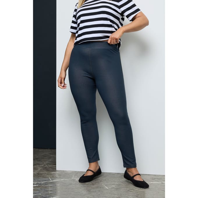 Yours Jegging Van Zacht Jersey In Midblauwsize 46