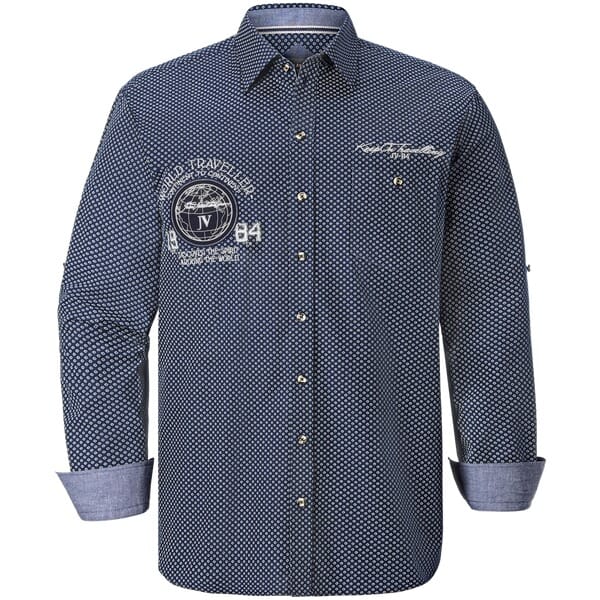 Jan Vanderstorm herren Overhemd - 51/52 - donkerblauw - Plus Size