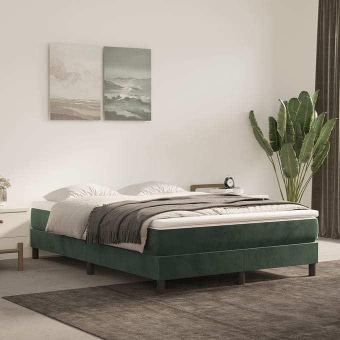 vidaXL - Pocketveringmatras - medium - 140x190x20 - cm - fluweel - donkergroen