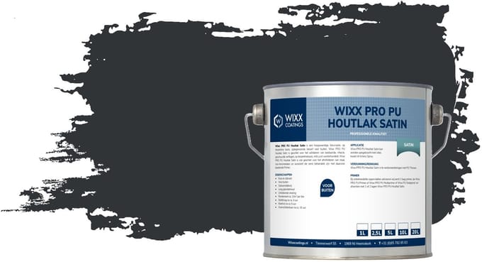 Wixx PRO PU Houtlak Satin - 20L - RAL 7021 | Zwartgrijs