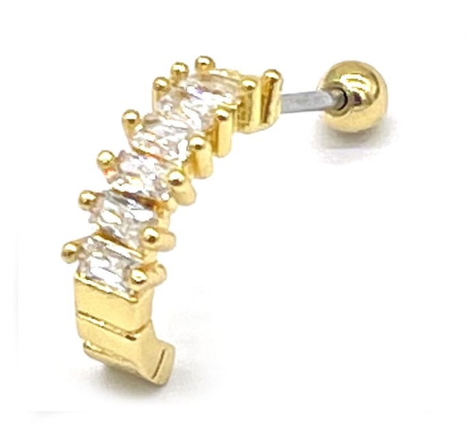 Oorpiercing met Zirkonia - RVS - 11 mm - Goudkleurig