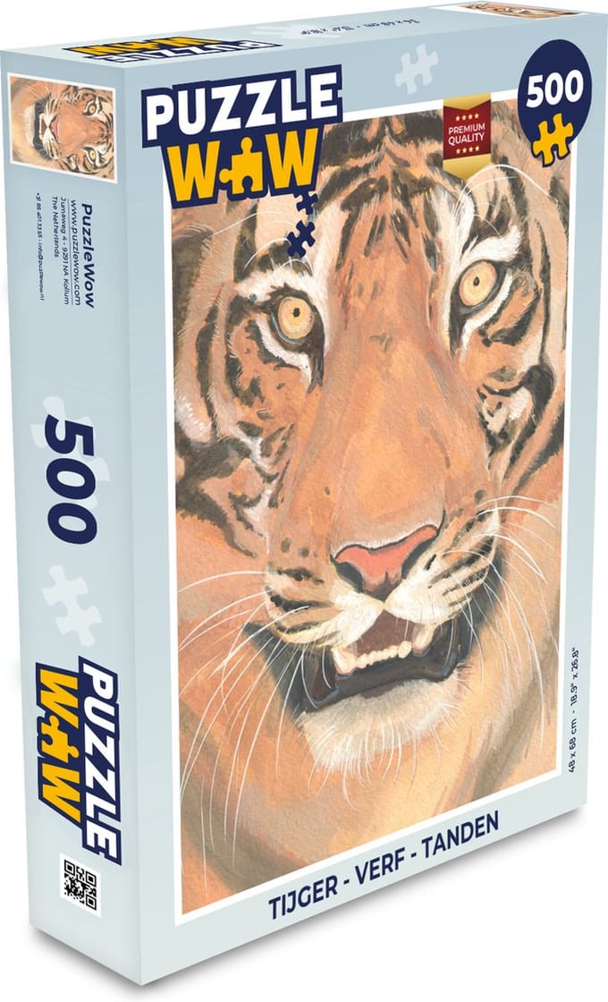 Puzzel Tijger - Verf - Tanden - Legpuzzel - Puzzel 500 stukjes