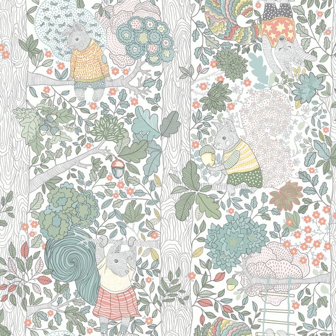 Boråstapeter Vliesbehang 6251 - Scandinavian Designers Mini - Dieren Wit - 53cm x 10.05m