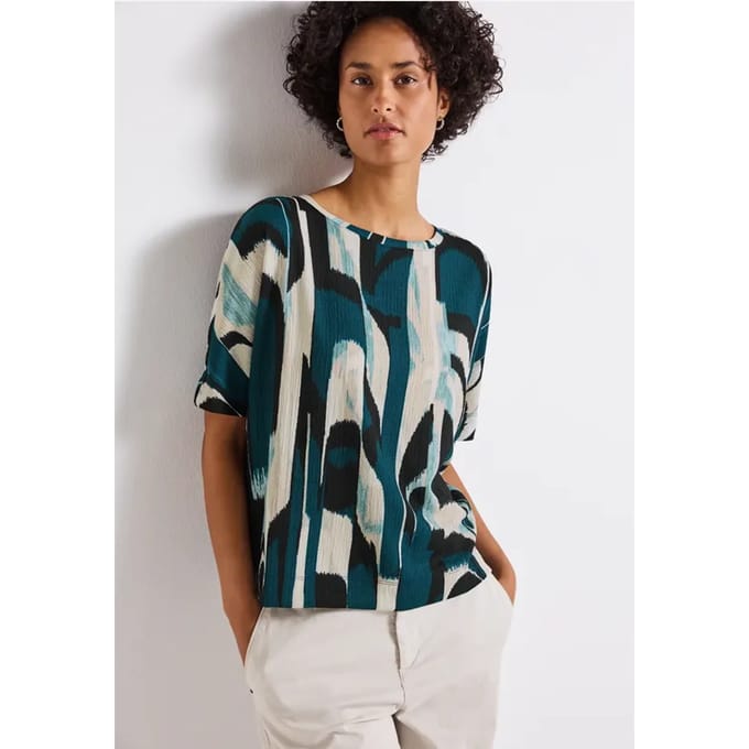 Gedessineerd crinkle shirt