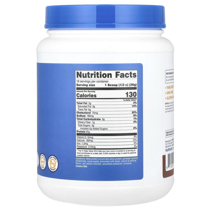 Nutricost, Wei Eiwit Concentraat, Melkchocolade, 1,5 lb (680 gr)