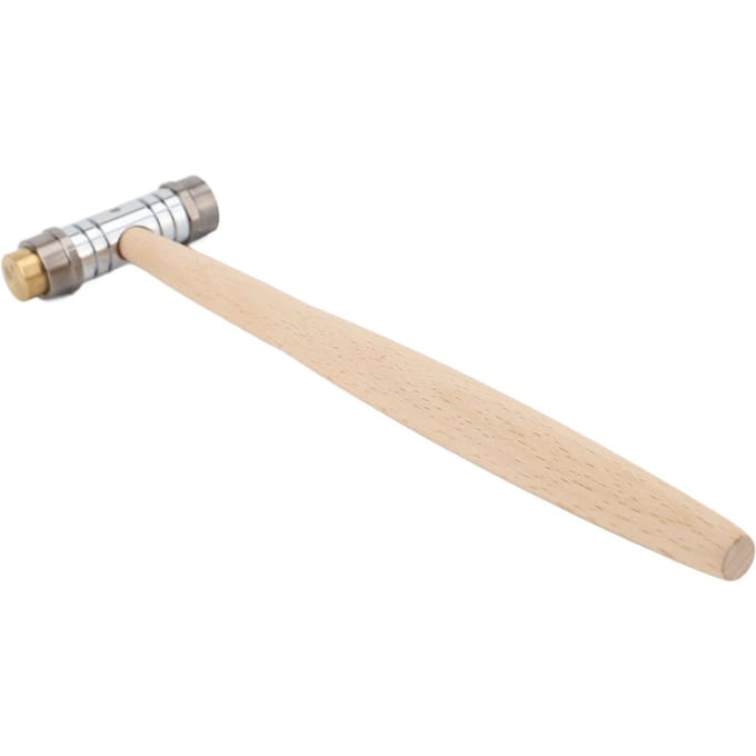 Petit marteau à double tête Maillet en laiton et plastique Outil à main d'installation avec manche en bois pour la maison beige