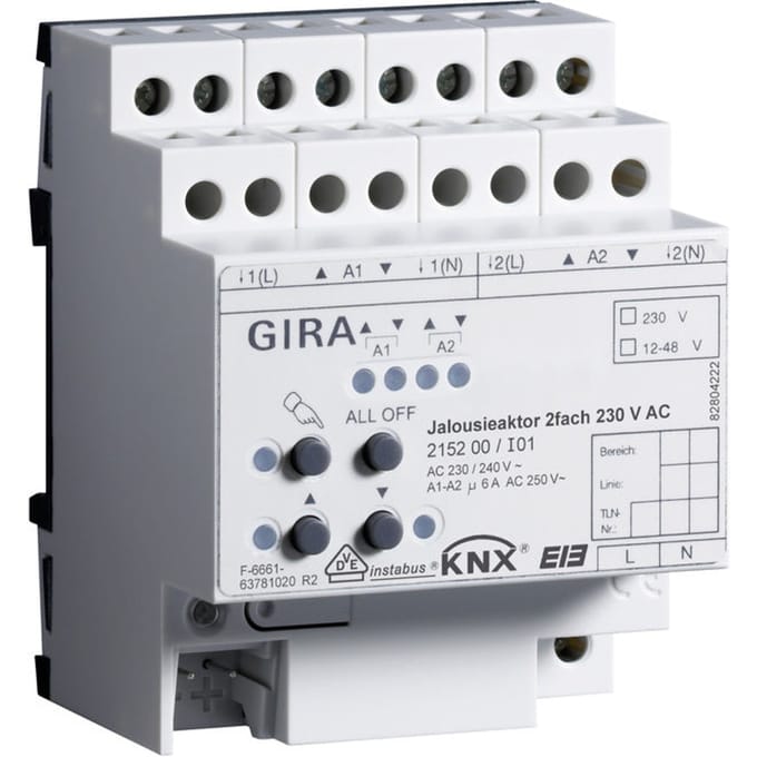 Gira KNX Jaloezie- en Rolluik-bussysteem DIN-rail - 215200