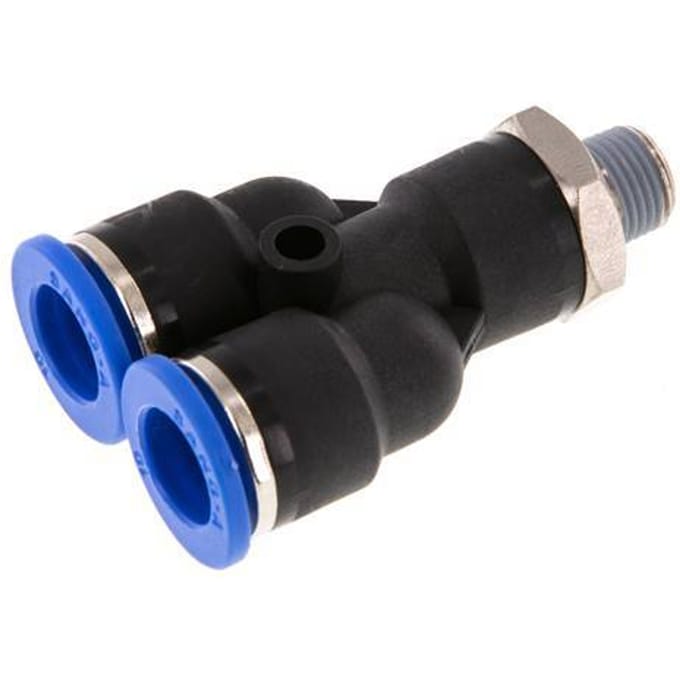 10mm x R1/8'' Y-koppeling Messing/PA 66 Insteekfitting Buitendraad Draaibaar NBR