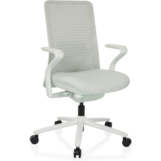 Bureaustoel / draaistoel VERVIO rugleuning 3D-mesh / zitting stof wit hjh OFFICE