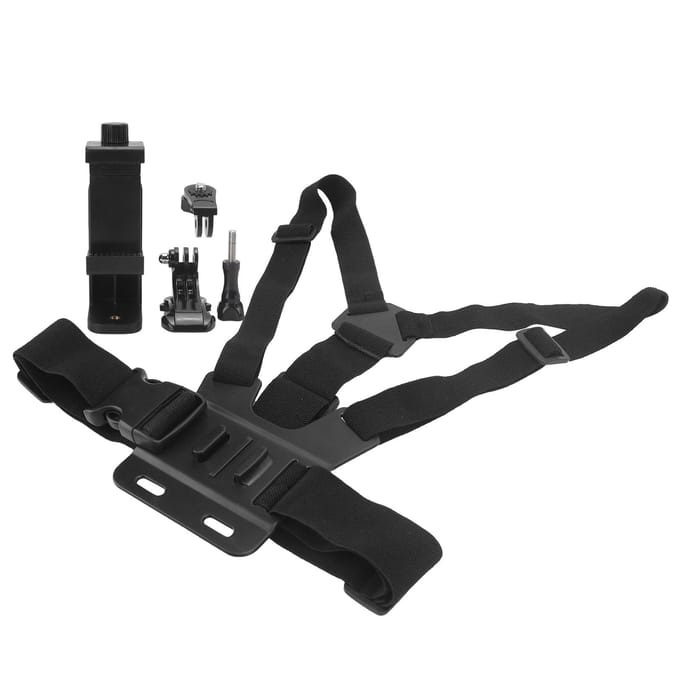 Support de téléphone réglable avec sangle de poitrine pour caméra de sport et téléphone portable black