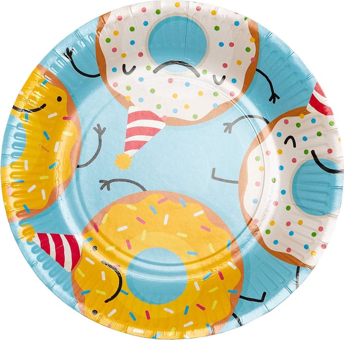 Boland - Set 8 papieren bordjes Donut - Pastel - Pastel
