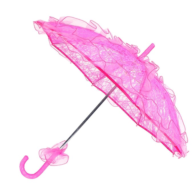 Parapluie de mariée pliable en dentelle, accessoire de performance unique pink