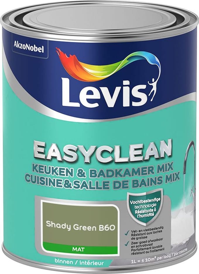 Levis - Easyclean Keuken & Badkamer Mix - Shady Green B60 - Mengverf - 1 L