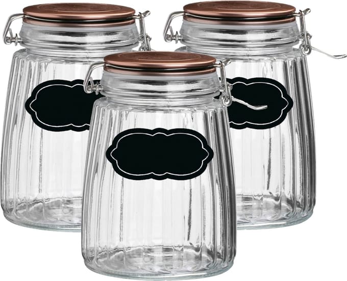 Weckpot/inmaakpot - 4x - 1.5L - glas - met beugelsluiting - incl. etiketten