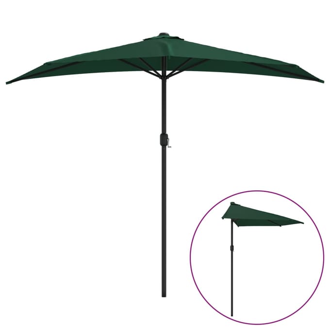 vidaXL - Balkonparasol - half - met - aluminium - paal - 270x144 - cm - groen