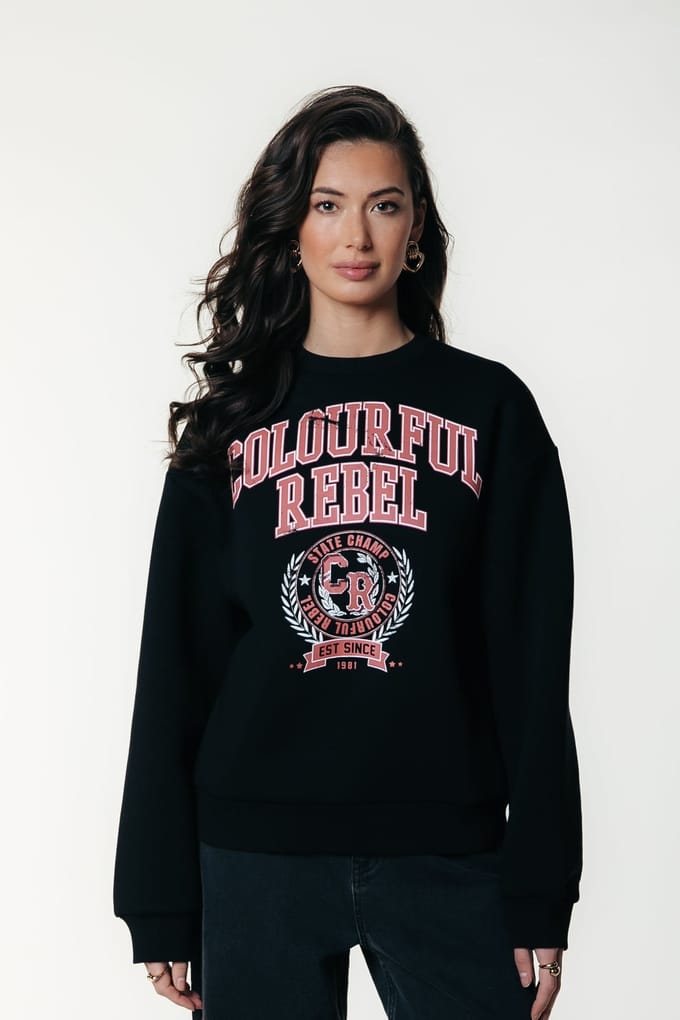 Colourful Rebel Cr Varsity Relaxed Sweat Black Taglia: M | Maglioni a maglia Outlet | Donna | Nero
