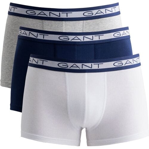 herenondergoed trunks 3 stuks Gant grijs marineblauw wit S