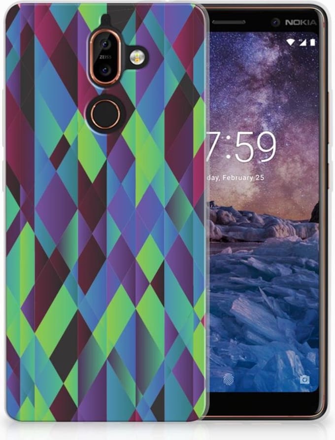 Nokia 7 Plus TPU Hoesje Abstract Green Blue