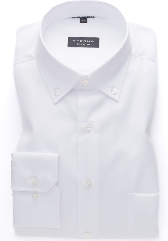 ETERNA comfort fit overhemd - twill - wit - Strijkvrij - Boordmaat: 41