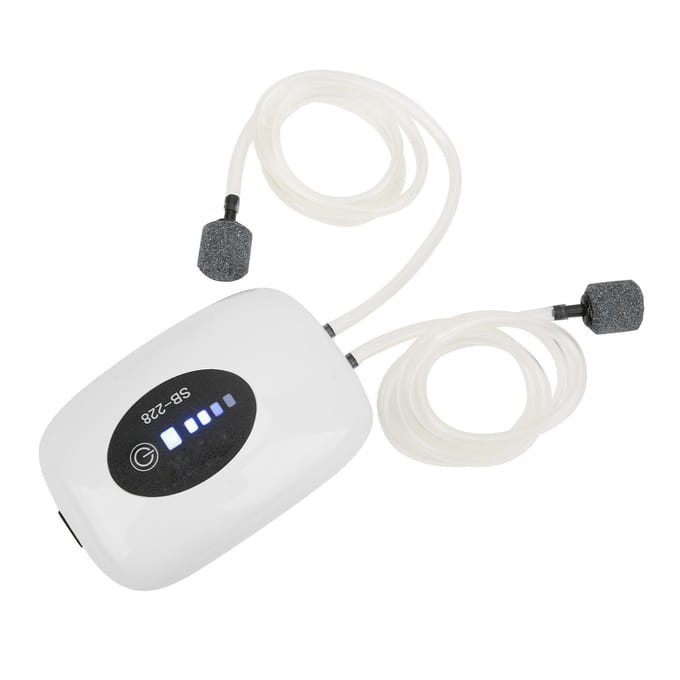 Zuurstofpomp met USB-kabel Oplaadbare Draagbare Stille Luchtpomp voor Aquarium Buitenvissen Dubbel black