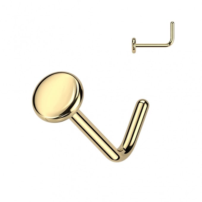 Neuspiercing titanium L-bend flat disc 3mm - goud - LMPiercings
